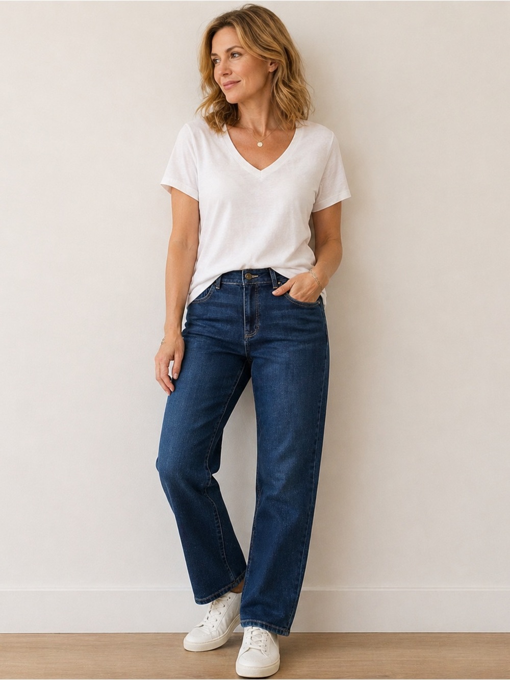 LOGO Lori Goldstein Boyfriend Jeans Women’s 8 Dark Wash Stretch Denim Straight